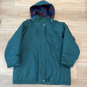 Women's Outdoor Exchange Hooded Winter Jacket - Size L Green Removable Hood